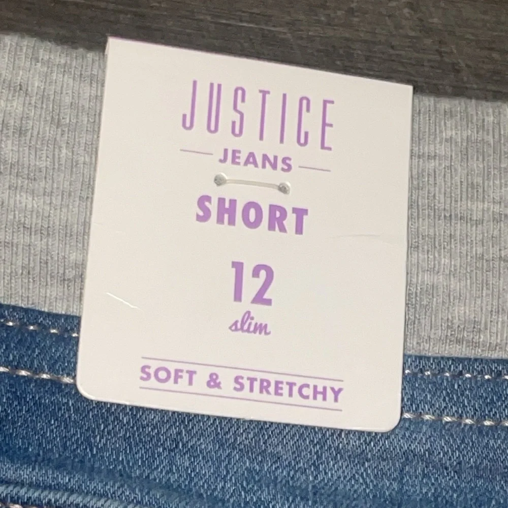 NEW Justice 12 slim shorts Jean denim elastic waist girls nwt
